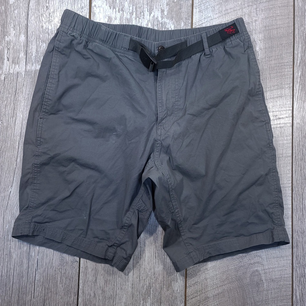 Gramicci Shorts Mens Small Gray G-Shorts Integrated Belt Cotton Blend Climbing